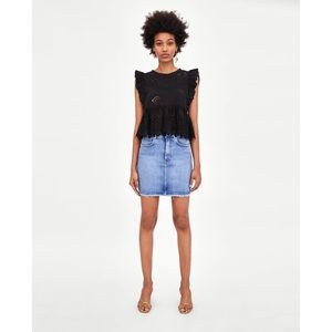 🌿 Zara TRF Midrise Stretch Denim Mini Skirt